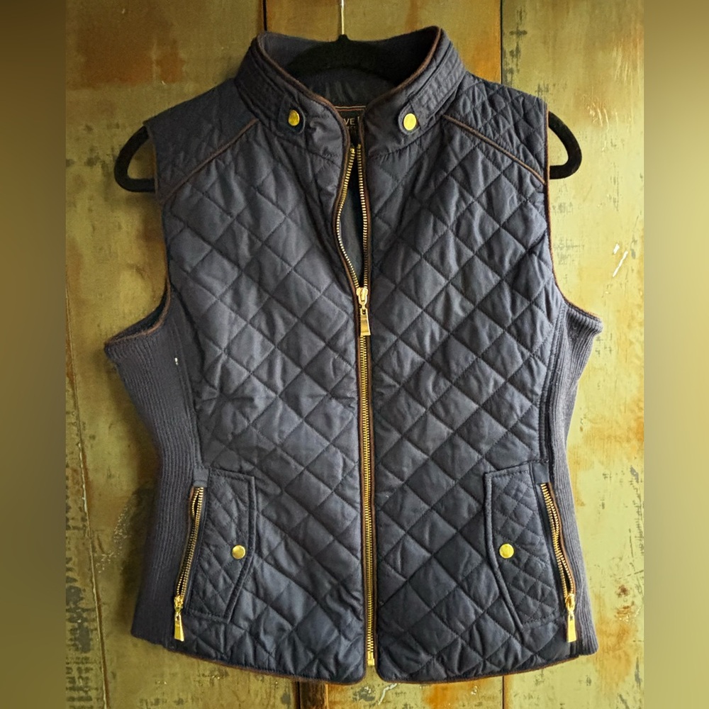 Active USA Navy Quilted Vest with Gold Details